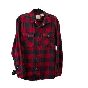 Victory Outfitters Red Black Plaid Flannel Pearl Snap Long Sleeve Shirt Mens L